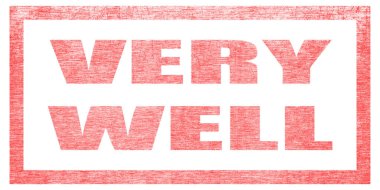 Beyaz arka planda kırmızı damga, izole edilmiş. Mektup ya da metin: çok iyi