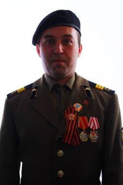 Beyaz arka planda SSCB 'nin askeri