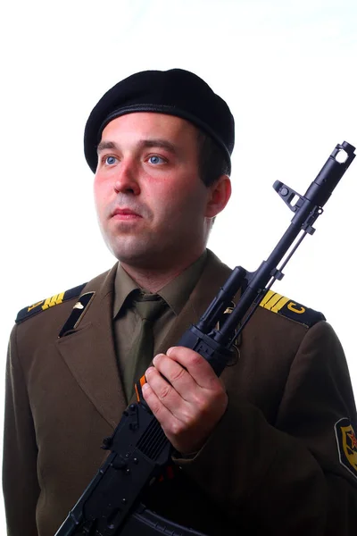 Soldat Der Udssr Auf Weißem Hintergrund — Stockfoto