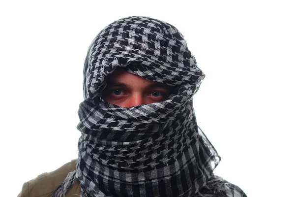 一个戴阿拉伯围巾的男人的脸 — 图库照片