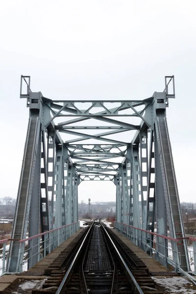 Cinza Ponte Ferroviária Tonificada Fundo — Fotografia de Stock