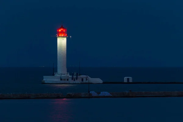 Faro Mar Después Puesta Del Sol Fondo — Foto de Stock