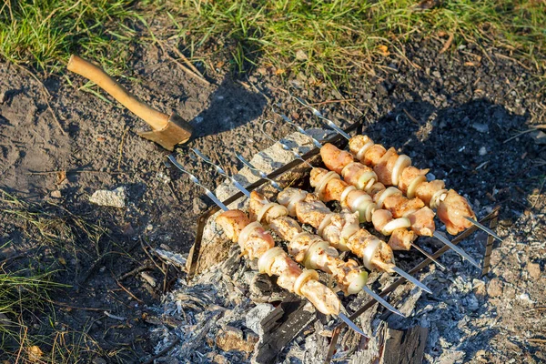 Kebab Kurczaka Szaszłykach — Zdjęcie stockowe