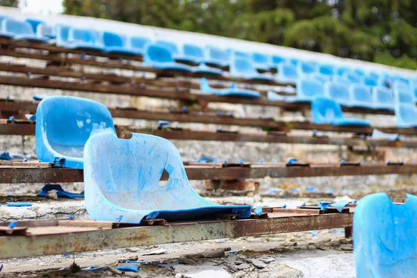 Asientos Rotos Estadio Las Consecuencias Los Disturbios Los Aficionados — Foto de Stock