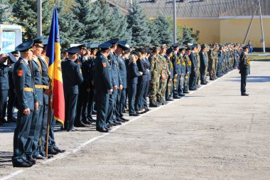 Balti (Beltsy), Moldova 21 Eylül 2018 Orduda Açık Gün. Geleneksel olarak, bugün bir geçit töreni ve acemilerin yeminidir.