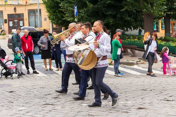 Chernivtsi Ukrajna Július 2018 Public Open Festival Musicians National Dress — Stock Fotó