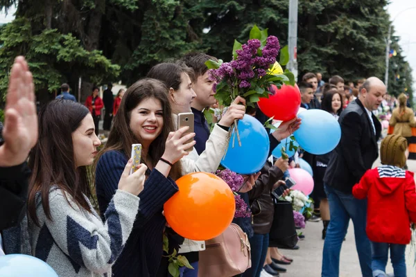 Balti Beltsy Moldova May 2017 Victory Parade City People Balls — Stock Photo, Image