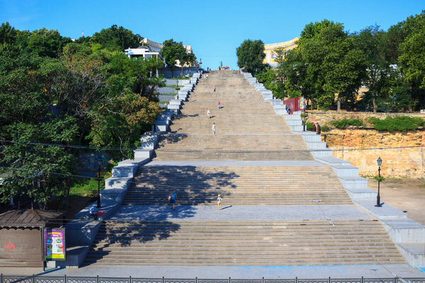 Odessa, Ukraine, July 7, 2018 Potemkin Stairs - the main attraction in the city