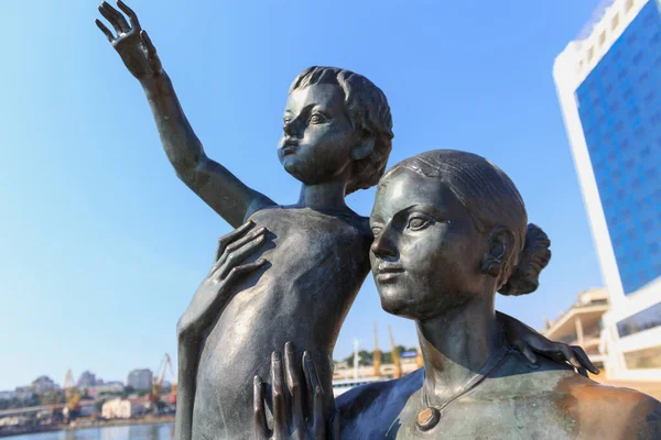 Odessa Ucrânia Julho 2018 Monumento Sua Esposa Filho Marinheiro — Fotografia de Stock