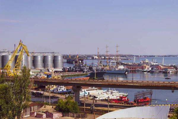 Odessa Ucrânia Julho 2018 Vista Porto Industrial Cidade — Fotografia de Stock