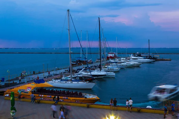 Odessa Ucrania Julio 2018 Amarre Estación Marina Con Embarcaciones Recreo — Foto de Stock