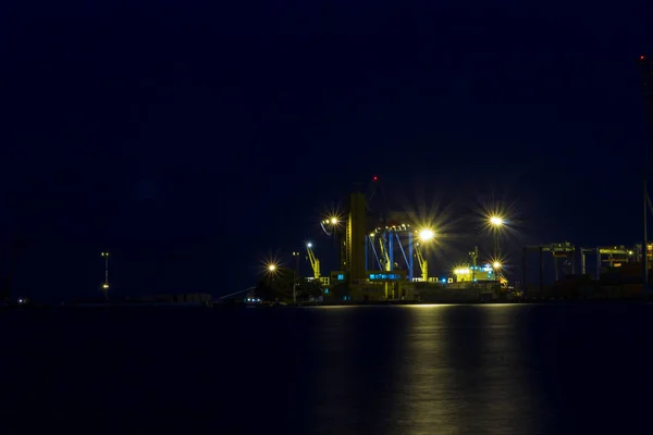 Odessa Ukraine July 2018 View Industrial Port Part City Night — Stock Photo, Image