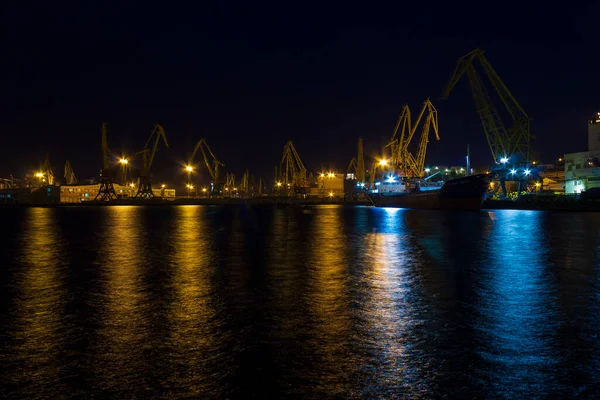 Odessa Ukrajna Július 2018 View Industrial Port Part City Night — Stock Fotó