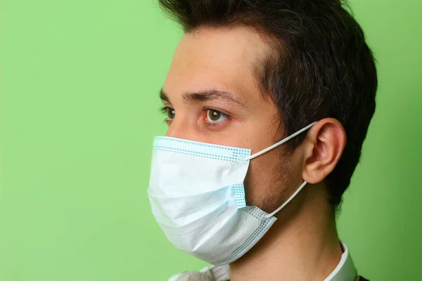 Close Face Young Man Surgical Medical Mask — Stock Photo, Image