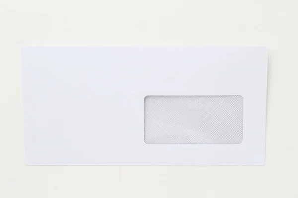 Classic Postal Paper Envelope White Wooden Table Blank Space Text — Stock Photo, Image