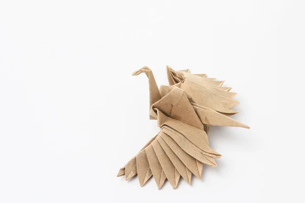 Origami Papier Vogel Attrappe Selektiver Fokus Heller Hintergrund — Stockfoto