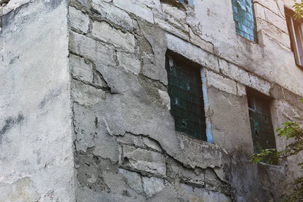 Vista Post Apocalittica Dell Edificio Abbandonato Rovina Sfondo Tonico — Foto Stock