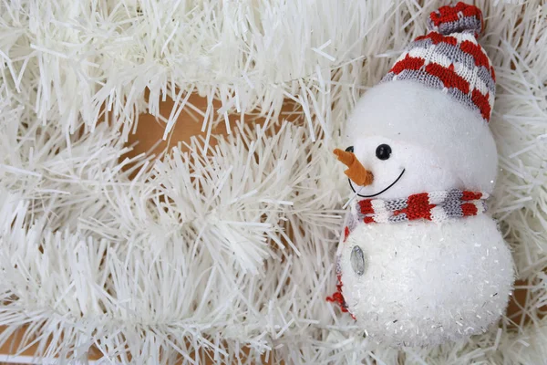 Снеговик Главный Символ Новогодних Праздников Аннотация Рождественский Фон Избирательный Фокус — стоковое фото