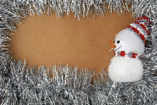 Sněhulák Hlavním Symbolem Novoroční Dovolené Abstraktní Vánoční Pozadí Selektivní Zaměření — Stock fotografie