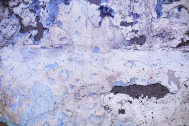 Renklerin mavi tonlarında eski grunge duvarının dokusu. Tasarım veya grafik kaynağında boşluk.