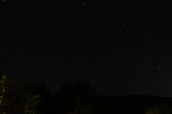 Céu Estrelado Escuro Noite Agosto Fundo Muito Bom — Fotografia de Stock