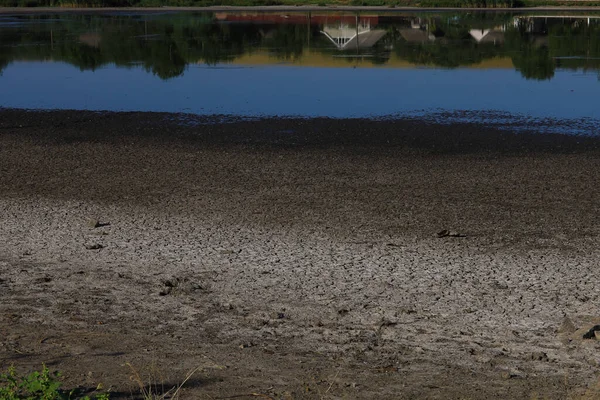 Surface Noire Fissurée Sol Fertile Cas Sécheresse Sévère Cours Une — Photo