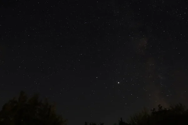 Céu Estrelado Escuro Noite Agosto Fundo Muito Bom — Fotografia de Stock