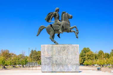 Büyük İskender anıtı. Uzayı kopyala. 8 Ağustos 2024 Selanik Yunanistan