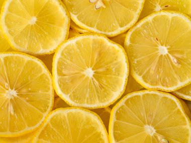 Limon dilimi. Taze limon arkaplanı. Limon dilimleri.