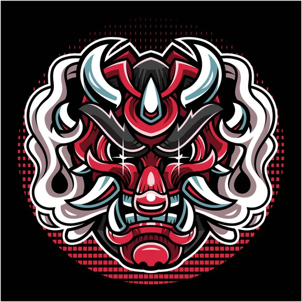 Oni Cabeza Mascota Logo Diseño — Vector de stock