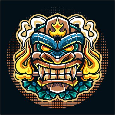 Tiki maskeli esport maskot logosu