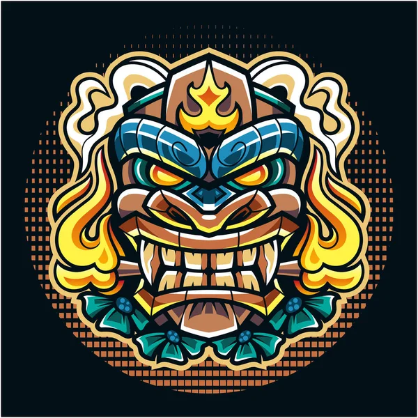 Máscara Tiki Esport Mascota Logo — Vector de stock