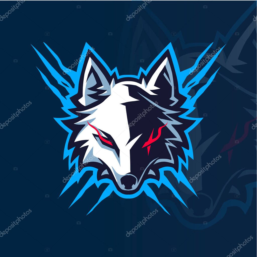 Wolf head esport mascot logo