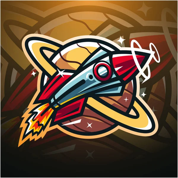 Rocket Esport Disegno Logo Della Mascotte — Vettoriale Stock