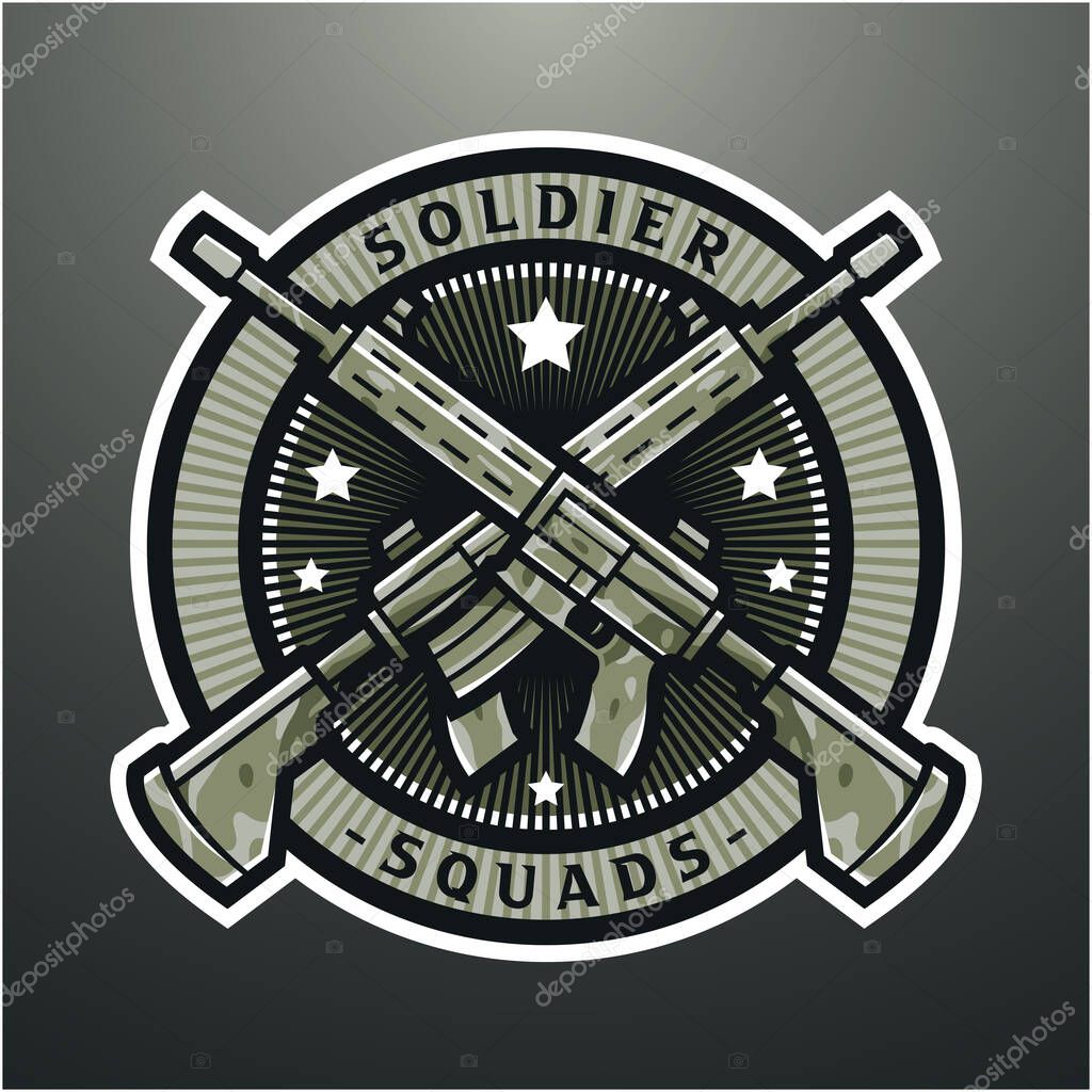 Millitary rifle esport mascot logo design