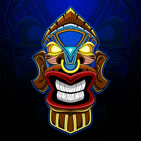 Máscara Tiki Esport Mascota Logo — Vector de stock