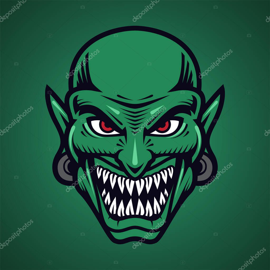 Goblin head mascot logo design