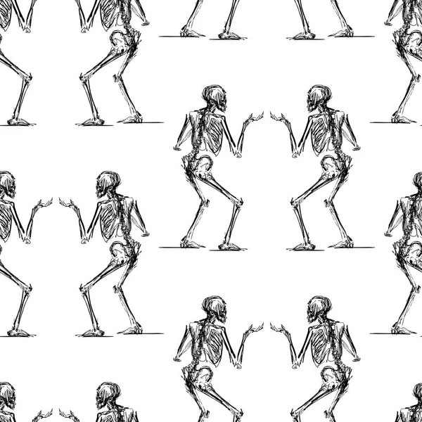 Patrón Los Bocetos Del Esqueleto Humano — Archivo Imágenes Vectoriales