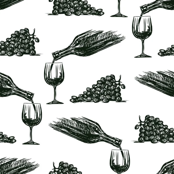 Contexte Des Croquis Verser Vin — Image vectorielle