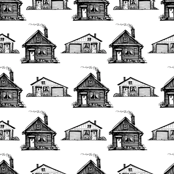 Contexte Des Maisons Village Dessinées — Image vectorielle