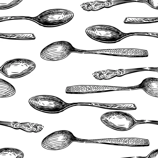 Pattern Drawn Teaspoons — Stock Vector