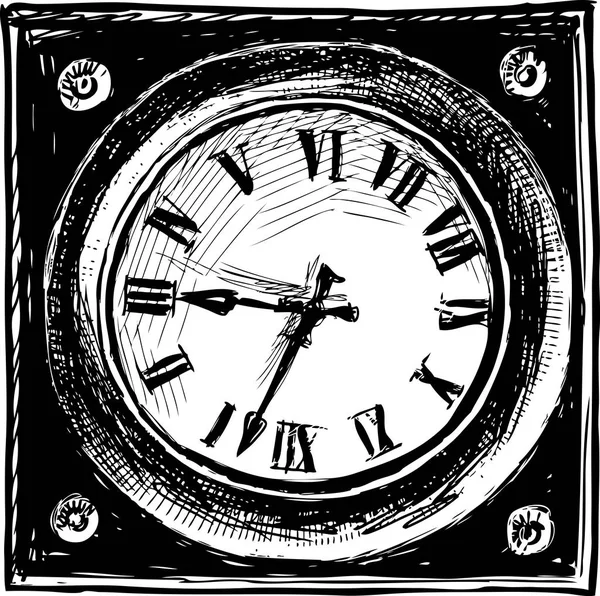 Ручний Малюнок Абстрактного Квадратного Годинника — стоковий вектор