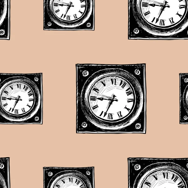 Fond Sans Couture Des Horloges Carrées — Image vectorielle