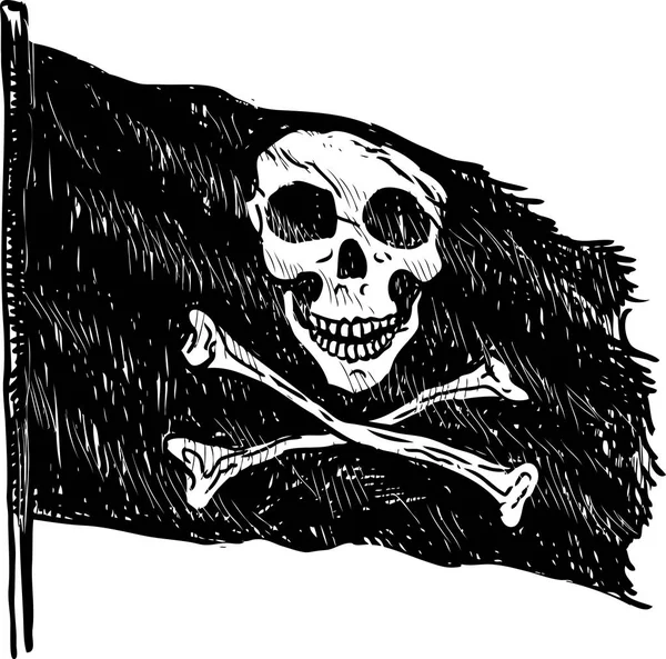 Esboço Uma Bandeira Pirata Acenando Vento —  Vetores de Stock