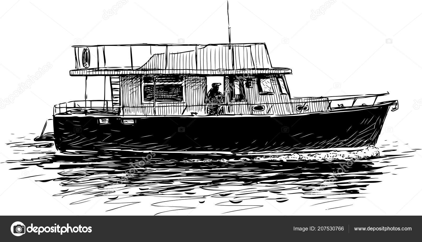 Sketch Small Pleasure Boat Stock Vector by ©alekseimakarov 207530766