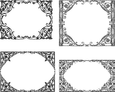 Decorative drawn frames from architectural details clipart