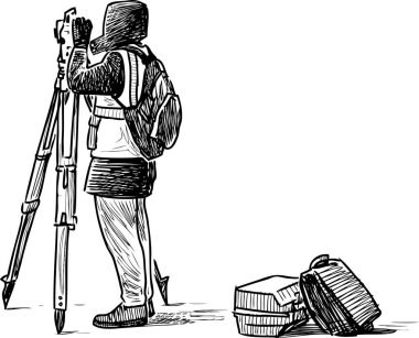 İş yerinde bir surveyor taslağını