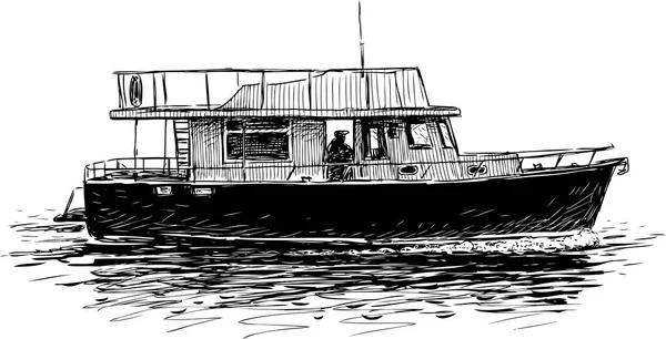 Croquis Petit Bateau Plaisance — Image vectorielle