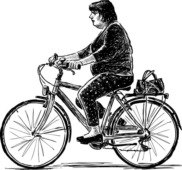 Una Ciudadana Monta Bicicleta — Archivo Imágenes Vectoriales