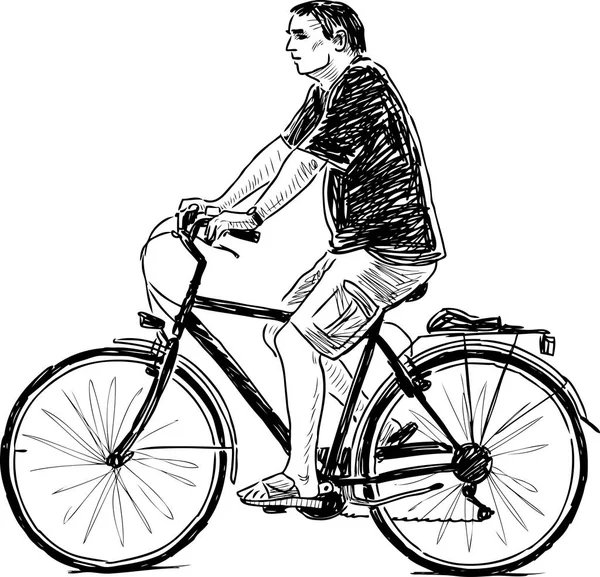 Morador Cidade Anda Bicicleta — Vetor de Stock